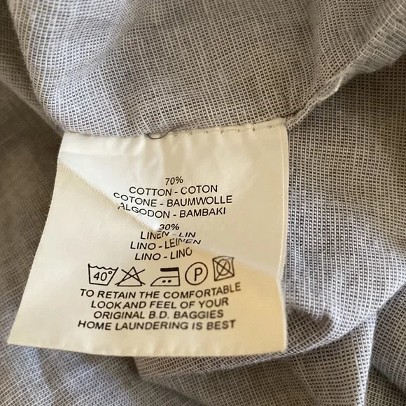 BD Baggies linen blend Italian luxury brand light grey button down blouse - Picture 13 of 14